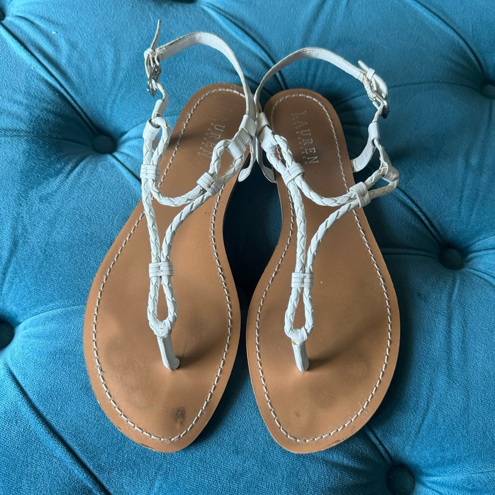Lauren Ralph Lauren White Rope Thong Sandal